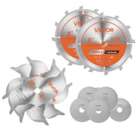   VEVOR Dado fűrészlapkészlet, 203 mm átmérő, 12 éles ötvözet fog, 15,875 mm-es tengely, finom felületkezelés, egymásra rakható Dado fűrészlapok csorbítókkal és alátétekkel, zajcsökkentő hőkivezető nyílások, rétegelt lemez, OSB és k