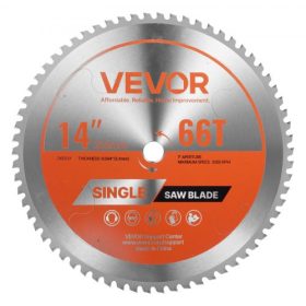   VEVOR körfűrészlap, 355 mm átmérő, 66 éles ötvözet fog, 25,4 mm-es tengely, finom felületkezelés, fémvágó lap körfűrészhez, zajcsökkentő hőkivezető nyílásokkal, acél és alumínium vágásához