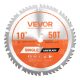 VEVOR körfűrészlap, 254 mm átmérő, 50 éles ötvözet fog, 15,875 mm-es tengely, finom felületkezelés, favágó lap körfűrészhez, zajcsökkentő hőkivezető nyílásokkal, rétegelt lemez, OSB, keményfa vágásához