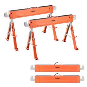   VEVOR fűrészbakok, 2 db-os összecsukható munkabak, 816,5 kg teherbírású fűrészbak strapabíró lábakkal, állítható magasságú fűrészbak csúszásgátló talpbetétekkel, famegmunkáláshoz, ácsokhoz és vállalkozókhoz