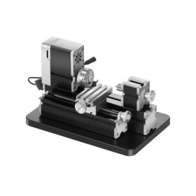   VEVOR Didaktikai Mini Fémeszterga Gép, 70 x 130 mm (2,76 x 5,12 hüvelyk), 36 W Teljesítményű Fémeszterga, 20 000 RPM Fordulatszám, 3 Pofás Tokmánnyal, Alumíniumötvözet Kézikerékkel, Precíziós Alkatrészek Megmunkálásához, Lágy Féme