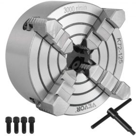   VEVOR K72-125 5 hüvelykes eszterga tokmány független megfordítható pofával 125 mm-es fémesztergával, tartozékokkal mini fémesztergához, 4 pofás eszterga tokmány