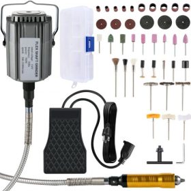   VEVOR flexibilis tengelyű 780 W-os csiszológép 500-23000 ford./perc Forgófaragó 1/4"-os 3 pofás tokmányokkal és fokozatmentes sebességű lábpedálos akasztós csiszológép 131 DB Tartozékok ékszer polírozáshoz, csiszoláshoz barkácsolá