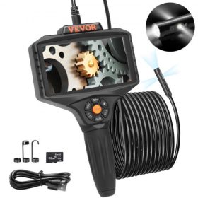   VEVOR Endoszkóp Csőkamera háromlencsés Fénnyel 5 Ips Képernyős Ipari Borescope 8X Zoom 1080P Hd Osztott Képernyő 10 LED-Es Fénymérő Kamera