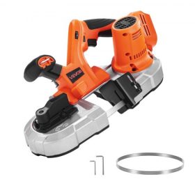   VEVOR hordozható szalagfűrész, 65 x 65 mm vágási mélység, 360 W-os szalagfűrész szénkefe nélküli motorral, akkus és kompakt hordozható szalaggal, beépített akasztóhorgokkal, 0-192 m/perc változtatható sebesség fém, fa vágásához (c