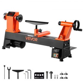   VEVOR faeszterga, 750W / 1 LE, asztali faesztergagép 150-3800 fordulat/perc változtatható sebességgel, 304 x 465 mm munkapad, szénkefe nélküli egyenáramú motor, öntöttvas szerkezet, kezdőknek, barkácsolóknak, famegmunkálás szerelm