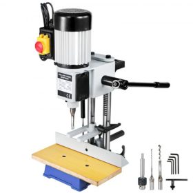   VEVOR famegmunkáló vésőfúró, 750 W-os 2800 fordulat/perc Powermatic vésőfúró, üreges vésőfúró vésőfej-készletekkel, asztali vésőfúró, kerek vagy szögletes lyukak készítéséhez fában