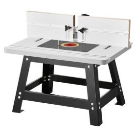   VEVOR asztali maróasztal, 610 x 400 mm / 24 hüvelyk x 15,7 hüvelyk, asztali maróasztal állítható ütközővel, MDF asztallap, masszív fém talp, 2-1/2 hüvelykes porgyűjtő nyílás, kompatibilis a marókkal és különféle fúrófejekkel