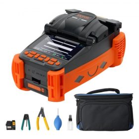   VEVOR Fiber Fusion Splicer 4 motor, burkolattal igazított Fiber Optic Fusion Splicer készlet 4"-es digitális LCD-képernyővel, 3 az 1-ben optikai szál tartó, autofókuszos optikai szálhasító készlet 9s illesztés 9-25s fűtés
