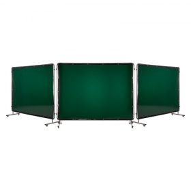   VEVOR hegesztőernyő kerettel, 3 paneles, 1,74 x 2,34 m-es hegesztőfüggöny ernyő, lángálló vinil védőernyők 12 kerékkel és 6 szintű UV-védelemmel műhelyi/ipari használatra, sötétzöld