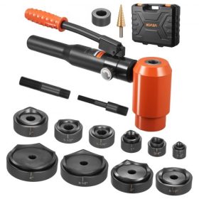   VEVOR Kiütőkészlet, 147,1 kN Hidraulikus Kiütőkészlet, 12,7 - 101,6 mm KO Szerszámkészlet Furatkészítő szerszám, KO Szerszámkészlet 10 db szerszámmal fém elektromos szekrényekhez, elektromos vezérlőszekrényekhez, kapcsolószekrénye