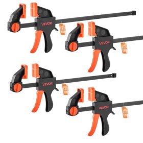   VEVOR Rúdszorítók famegmunkáláshoz, 2 db-os csomag 30,48 cm és 2 db-os csomag 15,24 cm, Egykezes szorító/feszítő, Gyorsan rögzíthető F-szorító 70 kg-os teherbírással, Prémium műanyag és acél, Famegmunkáláshoz, Fémmegmunkáláshoz