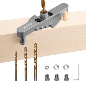   VEVOR dübelező készlet, önközpontosító dübelfúró készlet egyenes lyukakhoz, fúrófej-készlettel 6.4 / 7.9 / 9.5 mm és fúrófej-ütköző gallérkészlettel, alumíniumötvözetből készült famegmunkáló szerszámok fúráshoz, jelöléshez