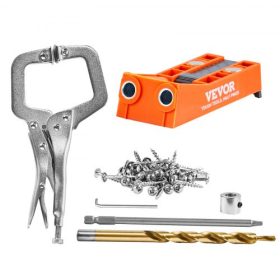   VEVOR zsebfúró, 56 db-os mini Jig zseblyuk rendszer 9"-es C-bilincssel, lépcsőfúróval, csavarkulccsal, fúróütköző gyűrűvel, négyszögletes meghajtó bittel és csavarokkal, barkács asztalos munkákhoz