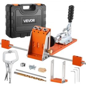   VEVOR zseblyukfúró készlet, 12,7 - 38,1 mm állítható, zseblyukfúró rendszer szerszámtáskával, C-szorítóval, lépcsős fúróval, imbuszkulccsal, fúróütköző gyűrűvel, négyszögletes hajtófúróval, megerősített fémkerettel, famegmunkálásh