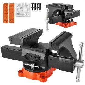   VEVOR munkapad satu, 203 mm-es (8") pofaszélesség, 203 mm-es (8") maximális pofanyílás, többcélú satu 360°-ban elforgatható rögzítő talppal, 94 mm-es (3,7") torokmélység, nagy teherbírású gömbgrafitos öntöttvas munkapad satu, kéti