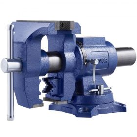   VEVOR Nagy teherbírású asztali satu, 165 mm / 6,5" pofaszélesség, 125 mm / 5" max. pofanyílás, többcélú gömbgrafitos öntöttvas asztali satu üllővel, 360°-ban elforgatható talpfej, 3"-os torok, 2549 kg / 5620 lbs szorítóerő, csőjav