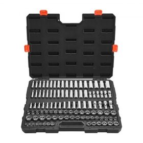   VEVOR dugókulcskészlet, 104 darabos, 9,5 mm-es dugókulcs szerszámkészlet, metrikus méret 6-tól 24 mm-ig, mély és standard, szerelő szerszámkészlet tárolótáskával, krómozott CR-V ötvözött acél, autójavításhoz