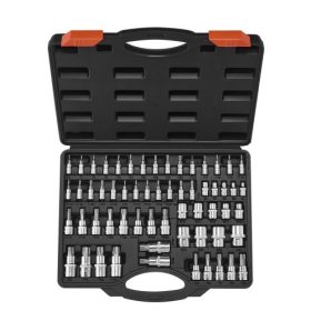   VEVOR Torx bitfej és külső Torx dugókulcs készlet, 60 darabos T6-T70, TT6-TT70, TP8-TP60, E4-E24, S2 ötvözött acél és Cr-V acél, 1/4 hüvelykes, 3/8 hüvelykes és 1/2 hüvelykes behajtással, továbbfejlesztett tárolótokkal, kézi haszn