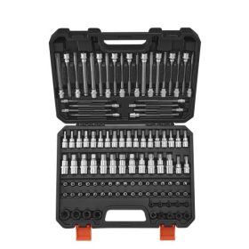   VEVOR Bitdugókulcskészlet, 107 részes SAE és metrikus, Hex/Torx/Külső Torx/Manipulációbiztos/Extra hosszú, S2 ötvözött acél és Cr-V acél, 1/4 hüvelykes, 3/8 hüvelykes és 1/2 hüvelykes behajtással, továbbfejlesztett tárolótokkal, k
