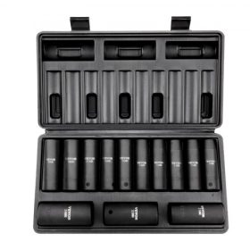   VEVOR 1/2"-os ütvecsavarhúzó készlet, 13 részes, mélyített metrikus dugókulcs készlet, 10-24 mm, 6 élű CR-V ötvözött acél autójavításhoz, könnyen leolvasható méretjelölések, masszív konstrukció, tárolótáskával együtt