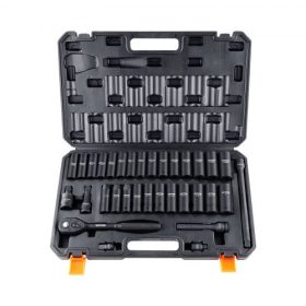   VEVOR 1/2"-os ütvecsavarozó dugókulcs készlet, 33 darabos SAE 3/8"-1" és metrikus 10-24 mm, 6 élű Cr-V ötvözött acél autójavításhoz, könnyen leolvasható méretjelölések, masszív konstrukció, tárolótáskával együtt
