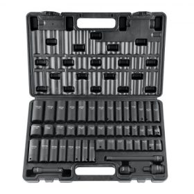   VEVOR 3/8"-os ütvecsavarhúzó készlet, 48 darabos SAE dugókulcs készlet (5/16" -3/4") és metrikus (8-22 mm) 6 élű Cr-V hajtókar hosszabbító rúddal, univerzális csatlakozással és fúró-csavarozó adapterrel, tárolótáskával együtt