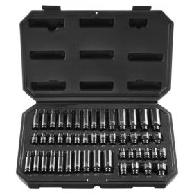   VEVOR 1/4"-os ütvecsavarhúzó készlet, 48 darabos mély és sekély SAE 3/16"-9/16" és metrikus 4-15 mm, 6 élű króm-moládi ötvözött acél autójavításhoz, könnyen leolvasható méretjelölésekkel, tárolótáskával