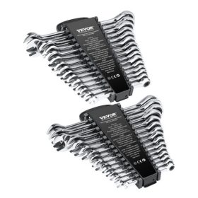   VEVOR kombinált villáskulcskészlet, 30 darabos racsnis villáskulcskészlet rendezőállvánnyal, Cr-V acél villáskulcskészlet SAE 1/4" - 1", metrikus 8 mm - 24 mm, ideális általános háztartásba, garázsba, műhelybe, vészhelyzetbe