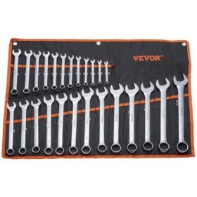   VEVOR kombinált villáskulcskészlet, 25 darabos nyitott végű villáskulcskészlet feltekerhető tasakkal, szénacél villáskulcskészlet metrikus 6 mm-től 32 mm-ig, ideális általános háztartási, garázs-, műhely-, autójavítási és vészhely