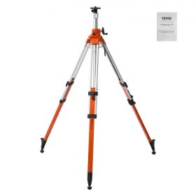   VEVOR lézeres szintező állvány, 5/8"-11 menetes rögzítés, 45,07-114,37 hüvelykes magasságállítású, nagy teherbírású felmérő állvány, vízmértékkel és diffúziókorlátozóval, emelhető, csúszásmentes lábakkal építési munkákhoz