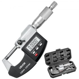   VEVOR mikrométer készlet, digitális külső mikrométer 0-25,4 mm mérési tartomány, 0,001 mm felbontás, ultraprecíziós pontosság, LCD kijelző, in/mm kapcsoló, keményfém hegy, védőtokkal