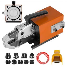   VEVOR Pneumatikus Krimpelő Fogó Am-10, Sűrített levegős Kábelsaru Krimpelő Gép Akár 16 mm2 Krimpeléshez, Pneumatikus Krimpelő Fogó 10 Készlet Matricákkal Sokféle Saruhoz