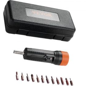   VEVOR 1/4"-os nyomatékcsavarhúzó készlet | 10-70 in-lbs nyomatékbeállítási tartomány | 1 in-lb-os lépésközű nyomatékcsavarhúzó | Behajtóbit készlet kémlelőablakkal, 12 bit és táska, mágneses funkcióval