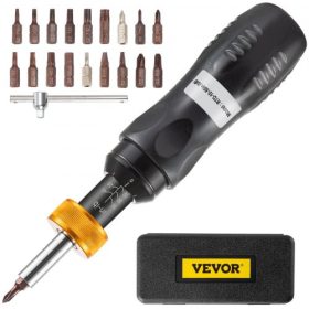  VEVOR 1/4"-os nyomatékcsavarhúzó készlet, 10-50 in-lbs nyomatékbeállítási tartomány, nyomatéktartomány pontossága ±5%, 5 in-lb-os lépésekben állítható nyomatékcsavarhúzó 18 bittel és tokkal