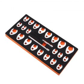   VEVOR 3/8"-os varázslótalpú villáskulcs készlet 2 hosszabbító rúddal, 24 darabos varázslótalpú villáskulcs készlet, SAE 3/8"-1" és metrikus 10-22 mm, CR-MO acél varázslótalpú villáskulcs készlet, EVA szerszámrendezővel