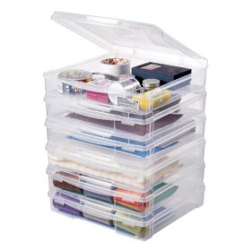   VEVOR Scrapbook papírtároló, 6 db-os egymásra rakható műanyag társasjátékdoboz, átlátszó, többcélú dokumentumtartó lekerekített sarkokkal és dupla reteszekkel, irodai kellékekhez, szerszámokhoz, kézműves kellékekhez