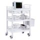VEVOR 3 szintes laborkocsik, laborkocsi 3 tálcával és 4 csendes kerékkel, mobil orvosi kocsi PP anyagból, laborguruló kocsi 3 szemeteskukával laborba, klinikára, kórházba, szalonba, fehér