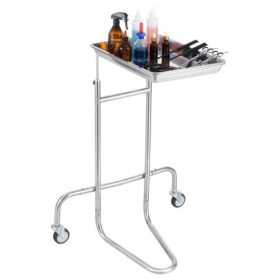   VEVOR rozsdamentes acél laborkocsik, laborkocsi egyetlen tálcával, mobil orvosi kocsi 2 csendes kerékkel, laborguruló kocsi laboratóriumba, klinikára, kórházba, szalonba