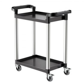   VEVOR univerzális kocsi, 136 kg teherbírás, 2 szintes műanyag univerzális kocsi 360°-ban forgó kerekekkel (2 fékezhető), 63,4 x 41,1 cm-es élelmiszer-kiszolgáló kocsi raktárba, irodába, otthonra, étterembe, konyhába