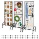 VEVOR 3 db-os rácsos falpanel, 600 x 1640 mm-es drótrácsos panelek, mozgatható művészeti polc kerekekkel és 30 akasztóval, fekete szénacél rácsfal kézműves kiállításokhoz, dekorációhoz, tároláshoz, hirdetőtáblához