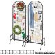 VEVOR 2 db-os rácsos falpanel, 600 x 1640 mm-es drótrácsos panelek, mozgatható művészeti polc kerekekkel és 20 akasztóval, fekete szénacél rácsfal kézműves kiállításokhoz, dekorációhoz, tároláshoz, hirdetőtáblához