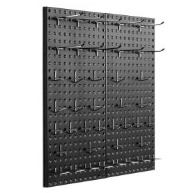   VEVOR fém perforált fali panelek, 24" x 12" perforált fali panel, 2 panel, nagy teherbírású perforált fali rendező kiegészítőkkel, nappali garázs szerszámtároló irodai szervezéshez kézműves szobába, konyhába, otthonra, fekete