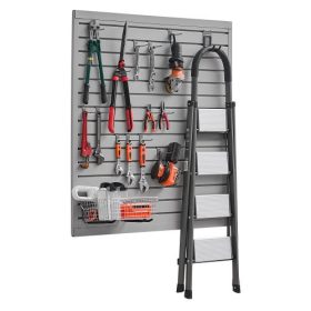   VEVOR léces falburkolat, 4 x 4 láb, PVC garázslécfal moduláris kialakítással, szürke lécfal, könnyen telepíthető, állítható lécfalpanel csatlakozószerkezettel és barkácsvágással, tárolásra és kiállításra alkalmas