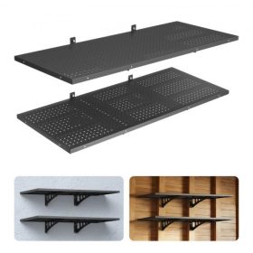   VEVOR 2-szintes, nagy teherbírású, fali garázspolcrendszer, 50 x 122 cm, acél, falra szerelhető polcrendszer, polconként 500 x 1219 mm, úszó tároló fém állvány garázsba, 254 kg összterheléssel, fekete