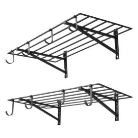   VEVOR 2-szintes, nagy teherbírású, fali garázspolcrendszer, 61 x 122 cm, acél, falra szerelhető polcrendszer kampókkal, polconként 610 x 1219 mm, úszó tároló fémállvány, 235 kg összterheléssel, fekete