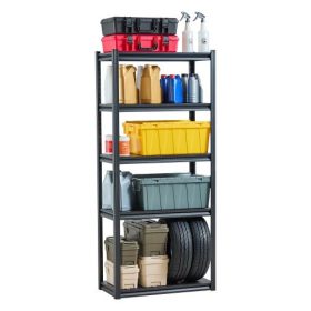   VEVOR tárolópolcok, 2000 font, 5 szintes garázstároló polcrendszer, 16" Mé x 32" Sz x 72" Ma, állítható fém polcok garázspolcokhoz, polcrendszer, ideális konyhába, raktárba, pincébe, fekete