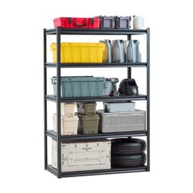   VEVOR tárolópolcok, 1350 kg, 5 szintes garázstároló polcrendszer, 61 cm Mé x 122 cm Sz x 183 cm Ma, állítható fém polcok garázspolcokhoz, polcrendszer, ideális konyhába, raktárba, pincébe, fekete