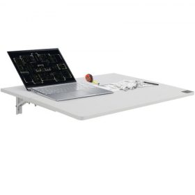   VEVOR fali összecsukható asztal, 89 cm x 49 cm, fali lehajtható asztal, lebegő íróasztal vaskonzollal, lehajtható íróasztal kis helyiségekbe, dolgozószobába, étkezőbe, mosókonyhába, konyhába, bárpultba, fehér