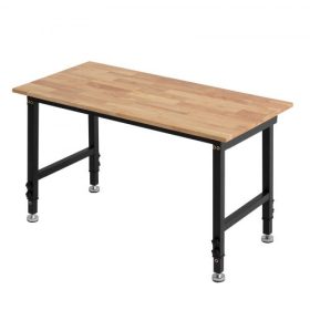   VEVOR állítható munkapad, 680 kg teherbírás, 122 x 60 cm tölgyfa munkalap 67-102 cm magasságállítással, strapabíró keményfa munkaasztal garázsba, műhelybe, otthonra, irodába, kereskedelmi használatra
